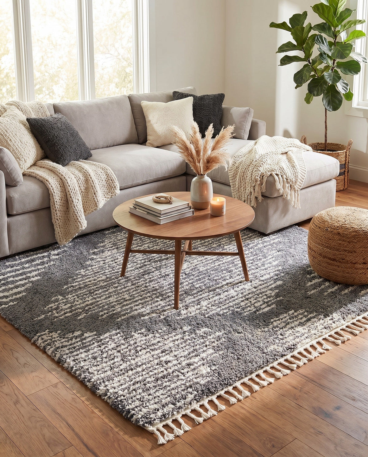 Tranquil Tides Shag Collection Area Rug -  Azure Square Gray  lifestyle 184