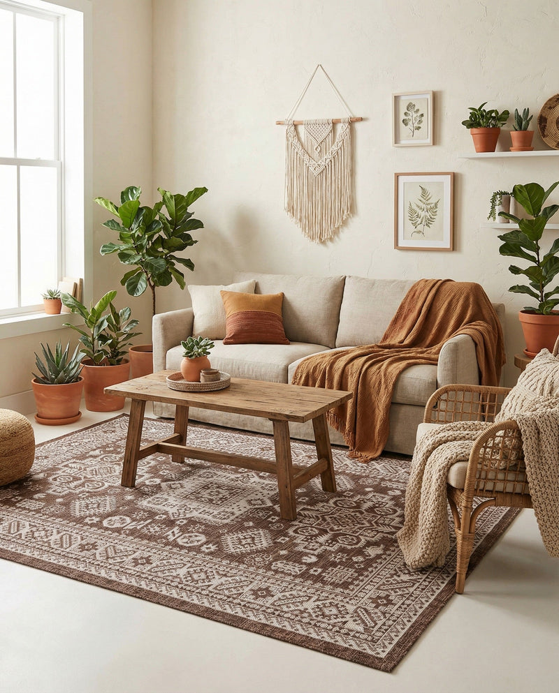 Tribal Terrace Treasures Collection Area Rug -  Incan Isle (Brown) Rectangle Brown  lifestyle 16
