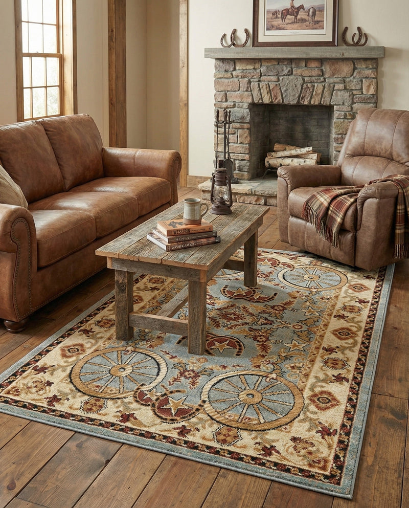Frontier Trails Collection Area Rug -  Onyx Rectangle Blue  lifestyle 31