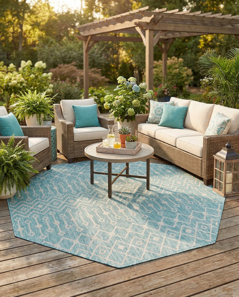 Savannah Pergola Collection Area Rug -  Pergola (Aqua) Octagon Aqua  lifestyle 71