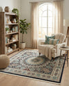 Persian Elegance Collection Area Rug -  Hamedan (Navy Blue) Square Navy Blue  lifestyle 64