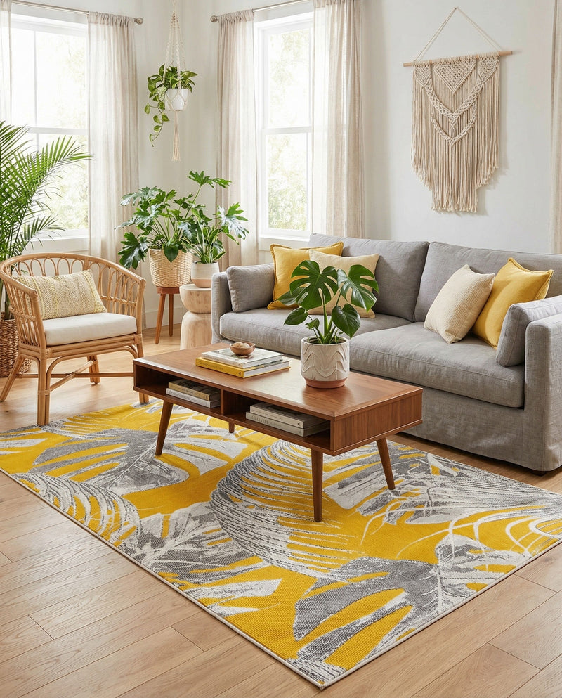 Meadow Breeze Collection Area Rug -  Clover Rectangle Yellow  lifestyle 26