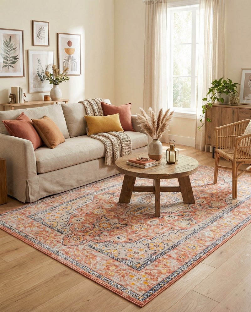Seville Stripes Collection Area Rug - Cadiz (Brick Red) Rectangle Brick Red  lifestyle 9