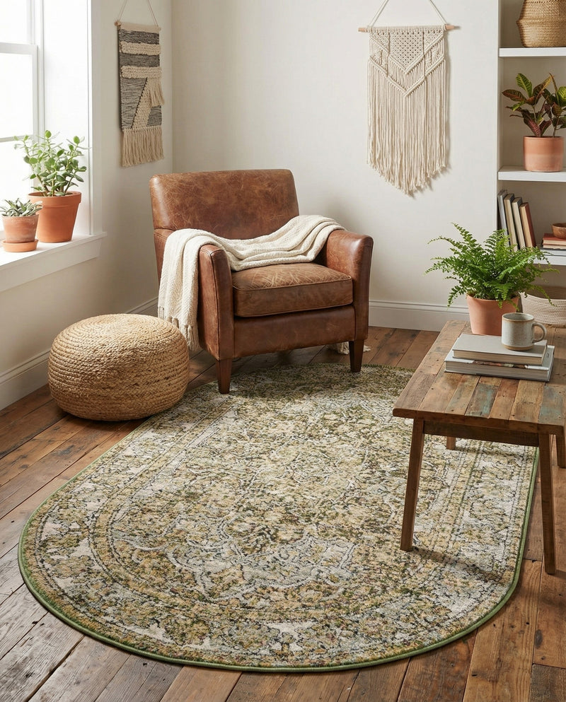 Savannah Soiree Collection Area Rug -  Everglade (Green) Oval Green  lifestyle 61