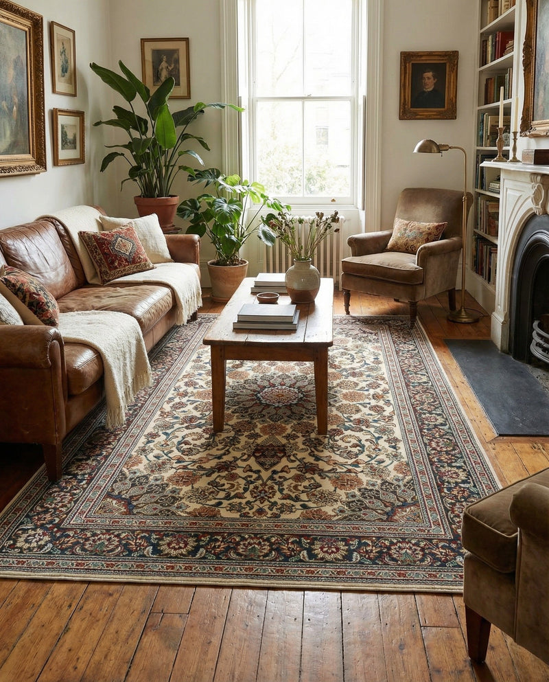Patio Heritage Collection Area Rug -  Bower Rectangle Ivory  lifestyle 69