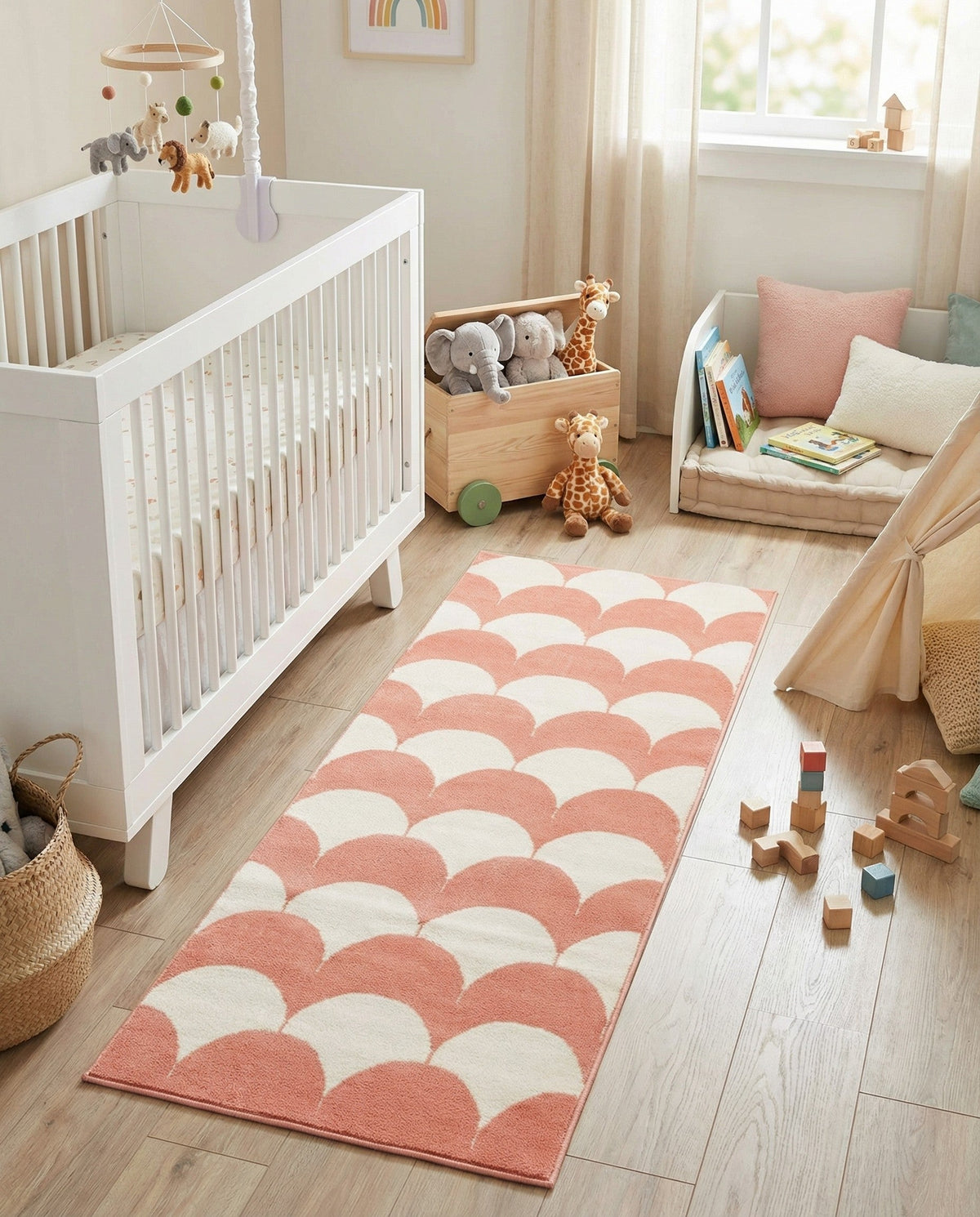 Wonder Tykes Collection Area Rug - Sparklewood Runner Soft Coral Pink  lifestyle 126