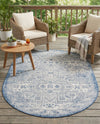 Tribal Terrace Treasures Collection Area Rug - Mayan Marina (Blue) Oval Blue  lifestyle 35