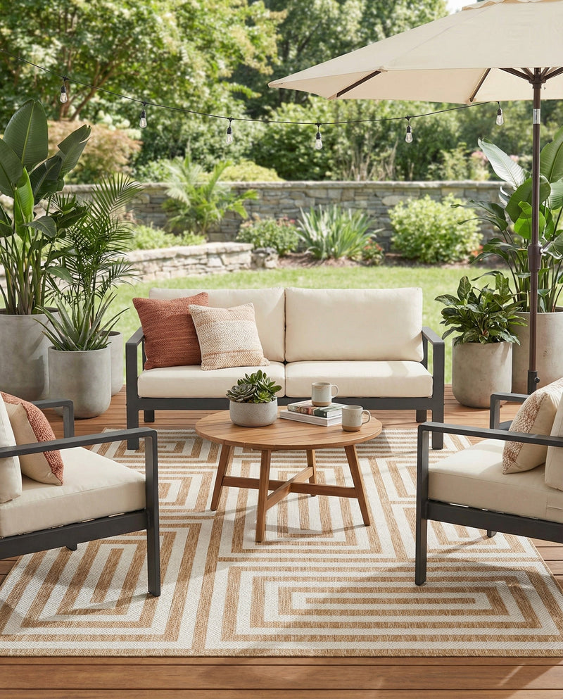 Urban Terrace Collection Area Rug -  Flatiron Rectangle Taupe  lifestyle 22