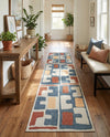 Coastal Terrace Collection Area Rug -  Sail Runner Ivory and Blue  lifestyle 45
