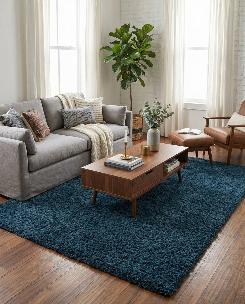 Plush Oasis Collection Area Rug - Serenity (Sapphire Blue) Rectangle Sapphire Blue  lifestyle 11