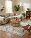 Brighton Stripes Collection Area Rug - Sussex (Ivory and Gray) Rectangle Ivory and Gray  lifestyle 18