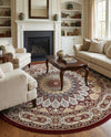 Persian Elegance Collection Area Rug -  Hamedan (Burgundy) Round Burgundy  lifestyle 31