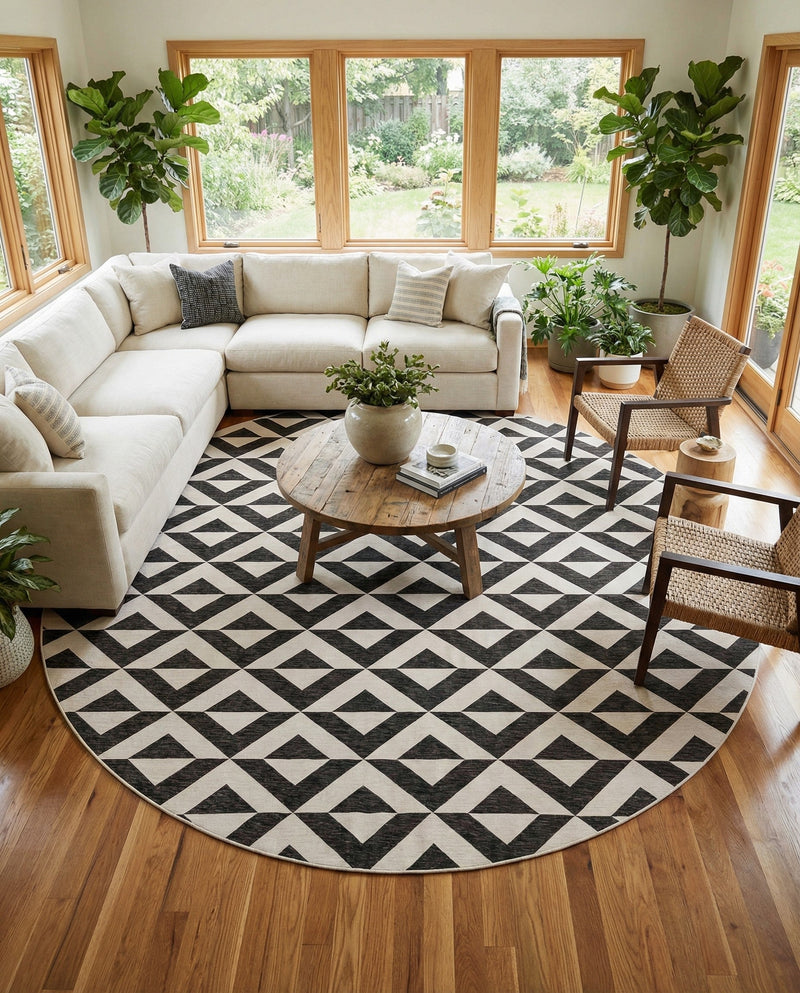 Urban Oasis Rugs Collection Area Rug -  Highrise (Charcoal Gray) Round Charcoal Gray  lifestyle 40