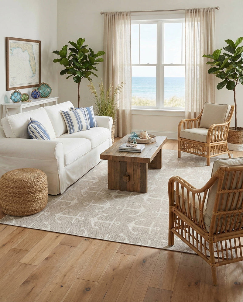 Seaside Haven Rugs Collection Area Rug - Sapphire (Gray) Rectangle Gray  lifestyle 9