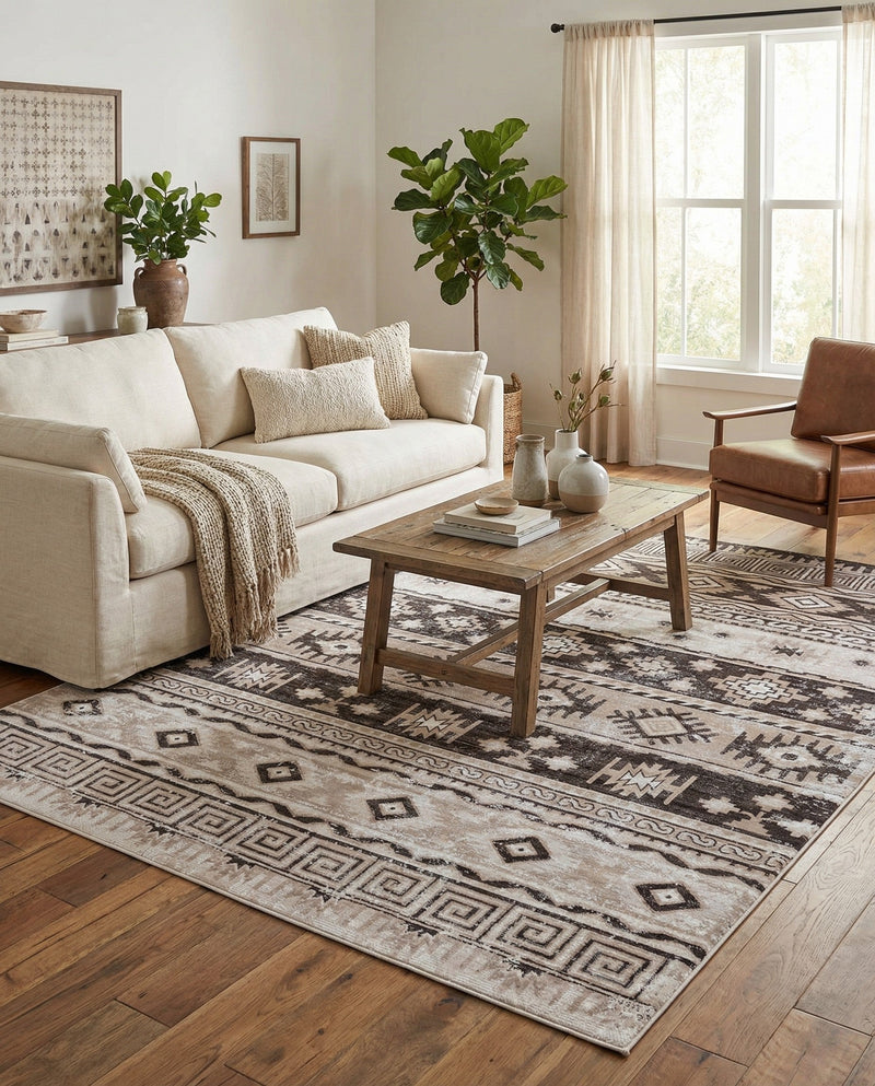 Geneva Terrace Collection Area Rug - Montreux Rectangle Beige  lifestyle 11