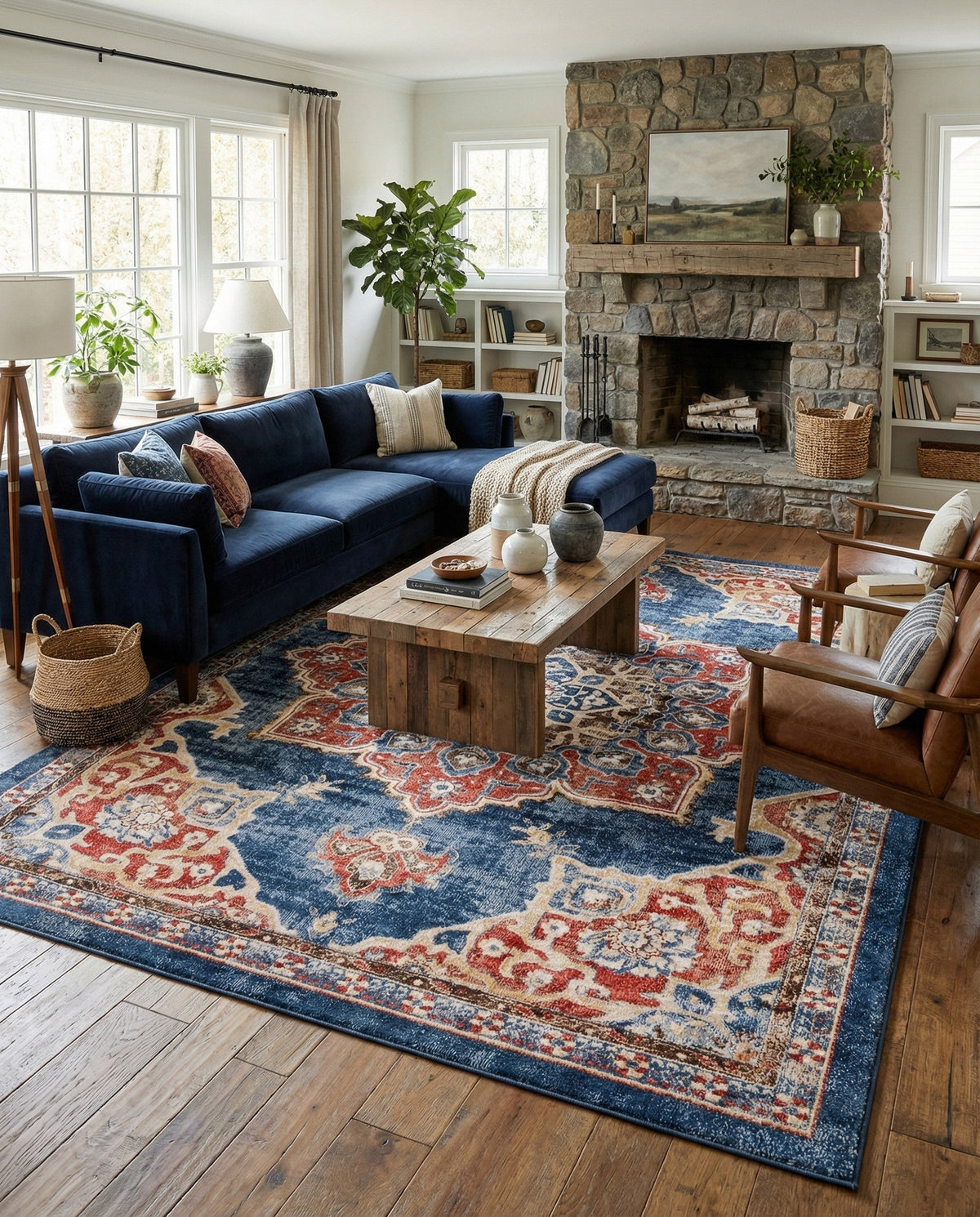Eden Oasis Collection Area Rug -  Tranquility (Dark Blue) Rectangle Dark Blue  lifestyle 6