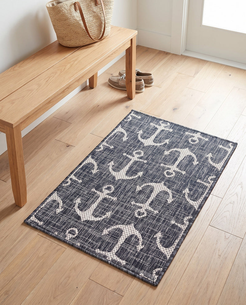 Seaside Haven Rugs Collection Area Rug - Sapphire (Charcoal) Rectangle Charcoal  lifestyle 30