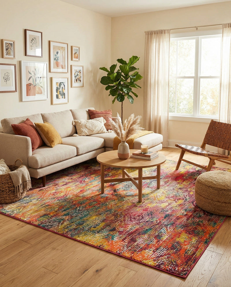 Colorburst Oasis Collection Area Rug -  Azura Square Multi  lifestyle 62