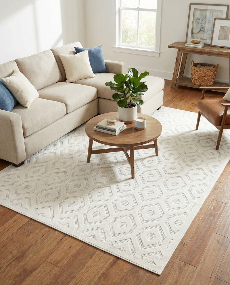 Garden Lattice Charm Collection Area Rug - Arbor (Ivory) Rectangle Ivory  lifestyle 6