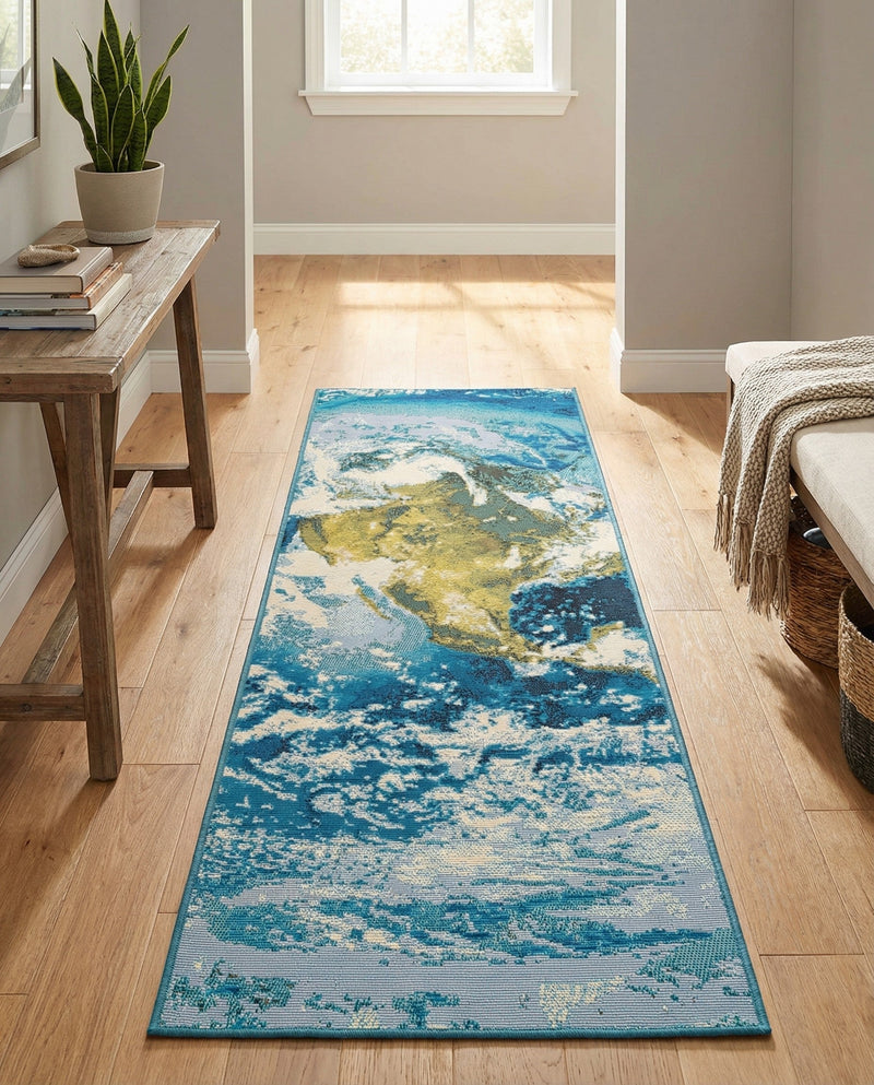 Urban Terrace Collection Area Rug -  Pergola Runner Blue  lifestyle 15