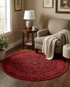 Samarkand Elegance Collection Area Rug -  Zarafshan Round Red  lifestyle 50