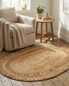 Woven Seaside Jute Collection Area Rug - Varadero Oval Natural  lifestyle 9