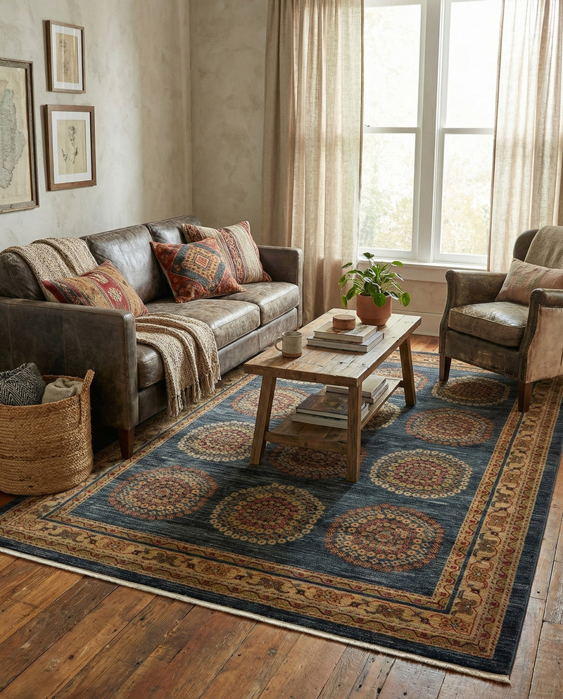 Zagros Oasis Collection Area Rug -  Gilan-e Gharb Rectangle Blue  lifestyle 4