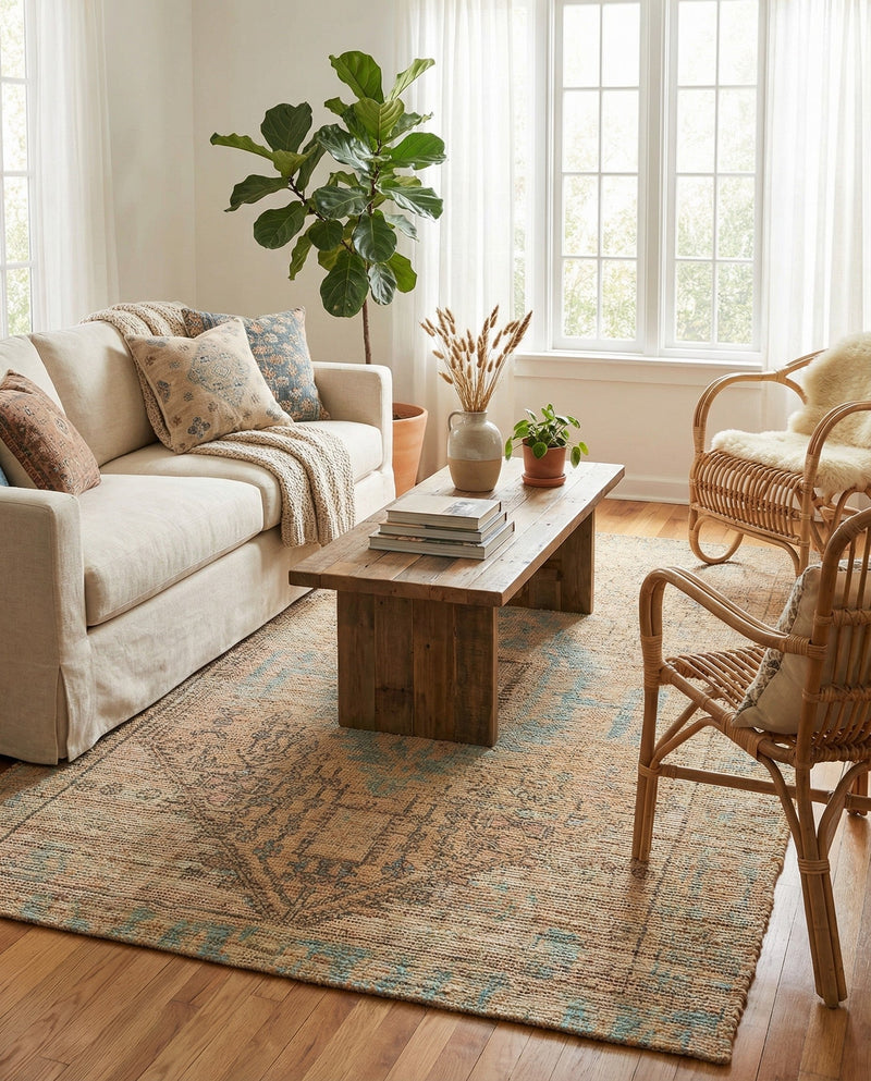 Savannah Threads Collection Area Rug -  Mojave Rectangle Khaki and Ivory  lifestyle 4