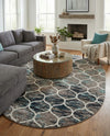 Trellis Mosaic Collection Area Rug -  Pergolatown (Blue Multi) Oval Blue Multi  lifestyle 61