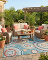 Seaside Blooms Collection Area Rug -  Eden Rectangle Light Blue  lifestyle 47