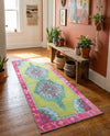 Heritage Elegance Collection Area Rug -  Winterthur (Green) Runner Green  lifestyle 48