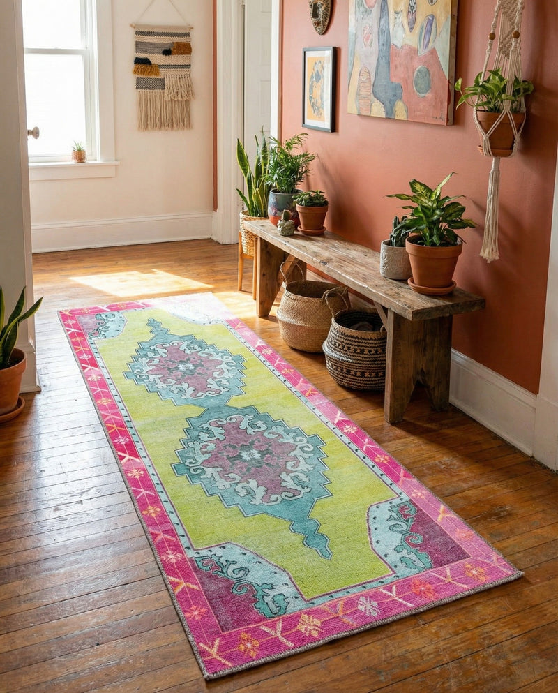 Heritage Elegance Collection Area Rug -  Winterthur (Green) Runner Green  lifestyle 48
