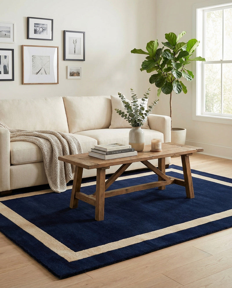 Savannah Borders Wool Collection Area Rug - Chatham Rectangle Cobalt Blue  lifestyle 8