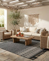 Sustainable Nomad Terrace Collection Area Rug - Reef Rectangle Charcoal Black  lifestyle 47