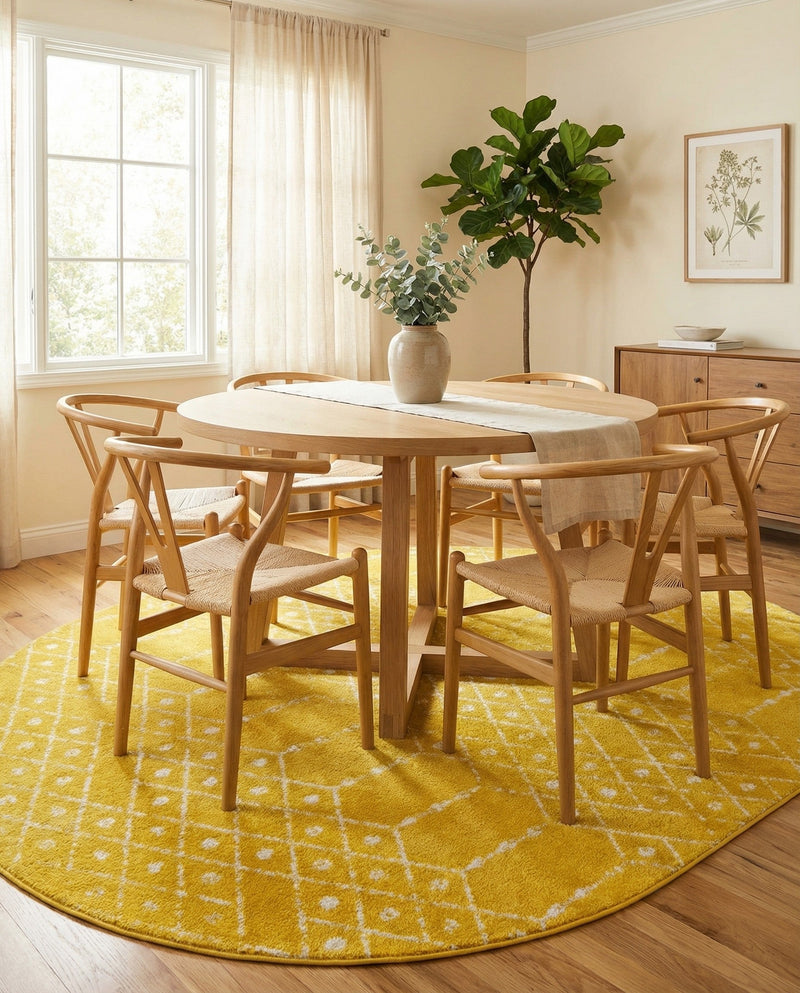 Marrakesh Lattice Collection Area Rug - Casablanca (Yellow) Oval Yellow  lifestyle 53