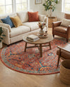 Seville Stripes Collection Area Rug -  Malaga (Brick Red) Round Brick Red  lifestyle 62