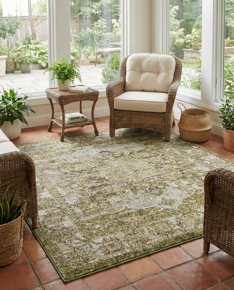 Savannah Soiree Collection Area Rug -  Everglade (Green) Square Green  lifestyle 63