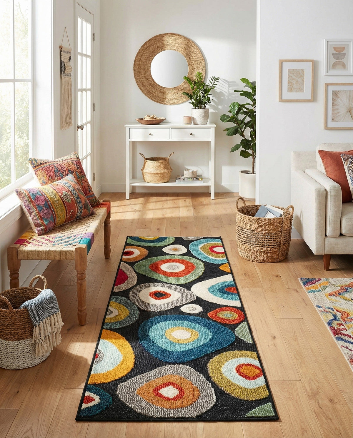 Outdoor Marrakesh Collection Area Rug -  Chefchaouen Runner Multi Black  lifestyle 115