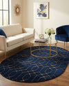 Hollywood Luxe Collection Area Rug - Sunset (Navy Blue Gold) Oval Navy Blue Gold  lifestyle 62