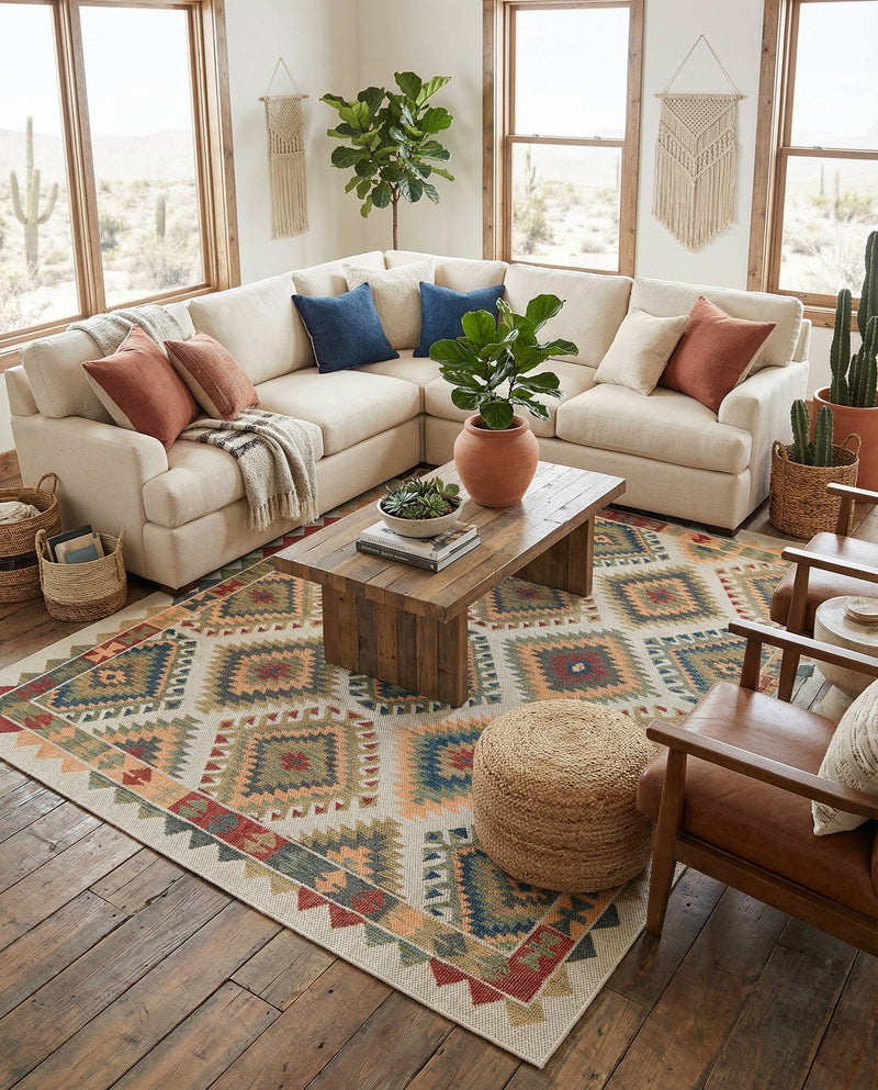 Coastal Terrace Collection Area Rug -  Sandbar Rectangle Ivory  lifestyle 8