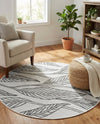 Seaside Blooms Collection Area Rug -  Evergreen (Charcoal Ivory) Round Charcoal Ivory  lifestyle 18