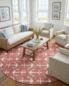 Seaside Haven Rugs Collection Area Rug - Sapphire (Rust Red) Round Rust Red  lifestyle 36
