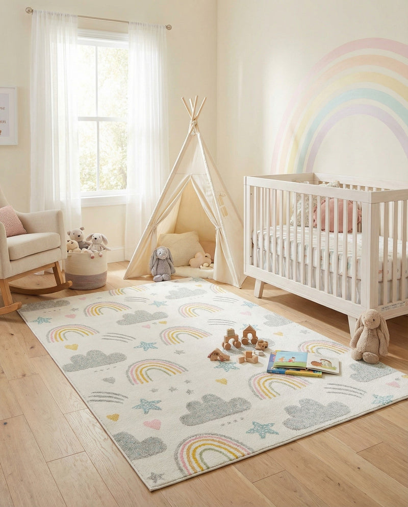 Wonder Tykes Collection Area Rug -  Pixel Rectangle Ivory  lifestyle 27