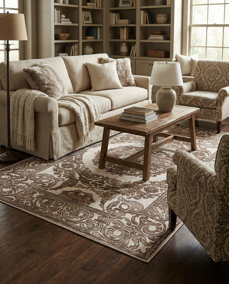 Sanctuary Retreat Collection Area Rug -  Enclave Rectangle Chocolate Brown  lifestyle 46