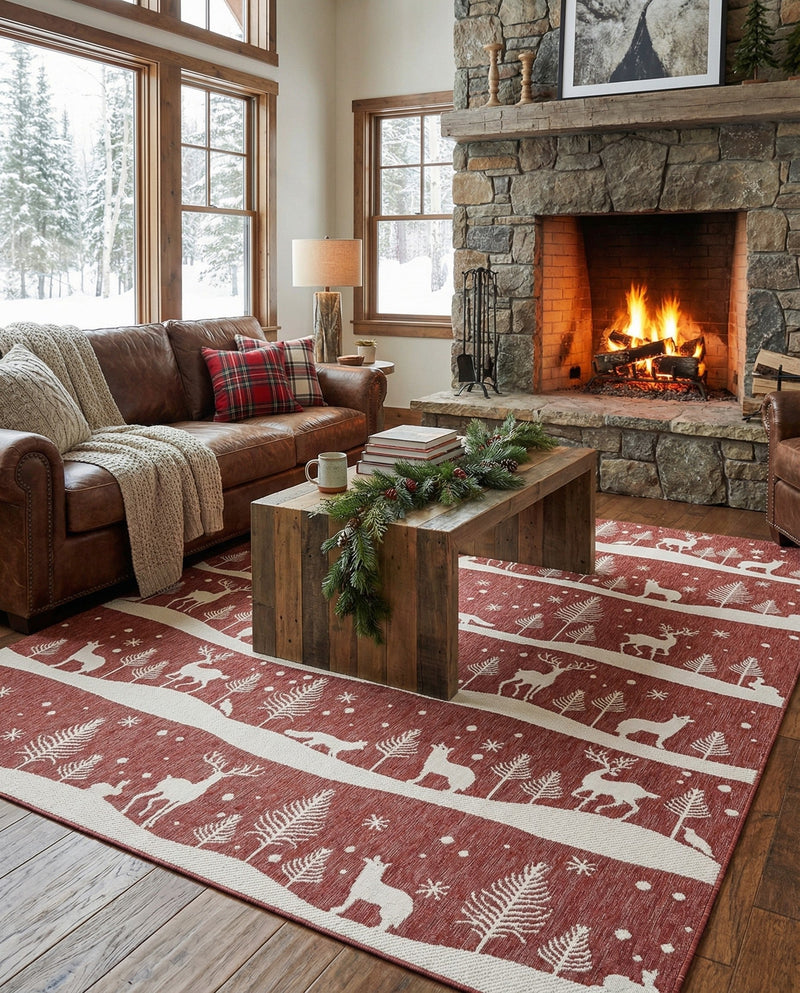 Garden Festivity Collection Area Rug - Evergreen Rectangle Red  lifestyle 39