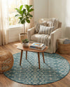 Savannah Pergola Collection Area Rug -  Pergola (Teal) Round Teal  lifestyle 60