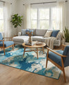 Urban Terrace Collection Area Rug -  Gazebo Rectangle Blue and Ivory  lifestyle 8