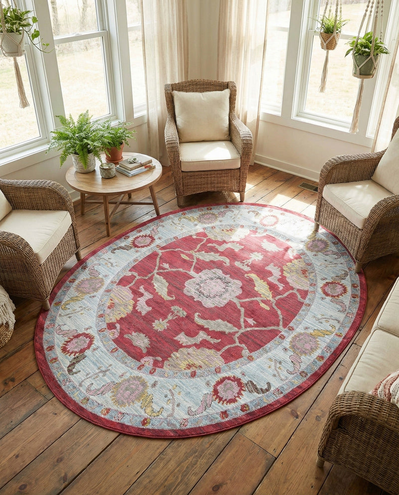 Arcadia Rugs Collection Area Rug - Eden (Red) Oval Red  lifestyle 58