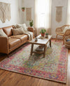 Savannah Threads Collection Area Rug - Charleston Rectangle Ivory Pink  lifestyle 28
