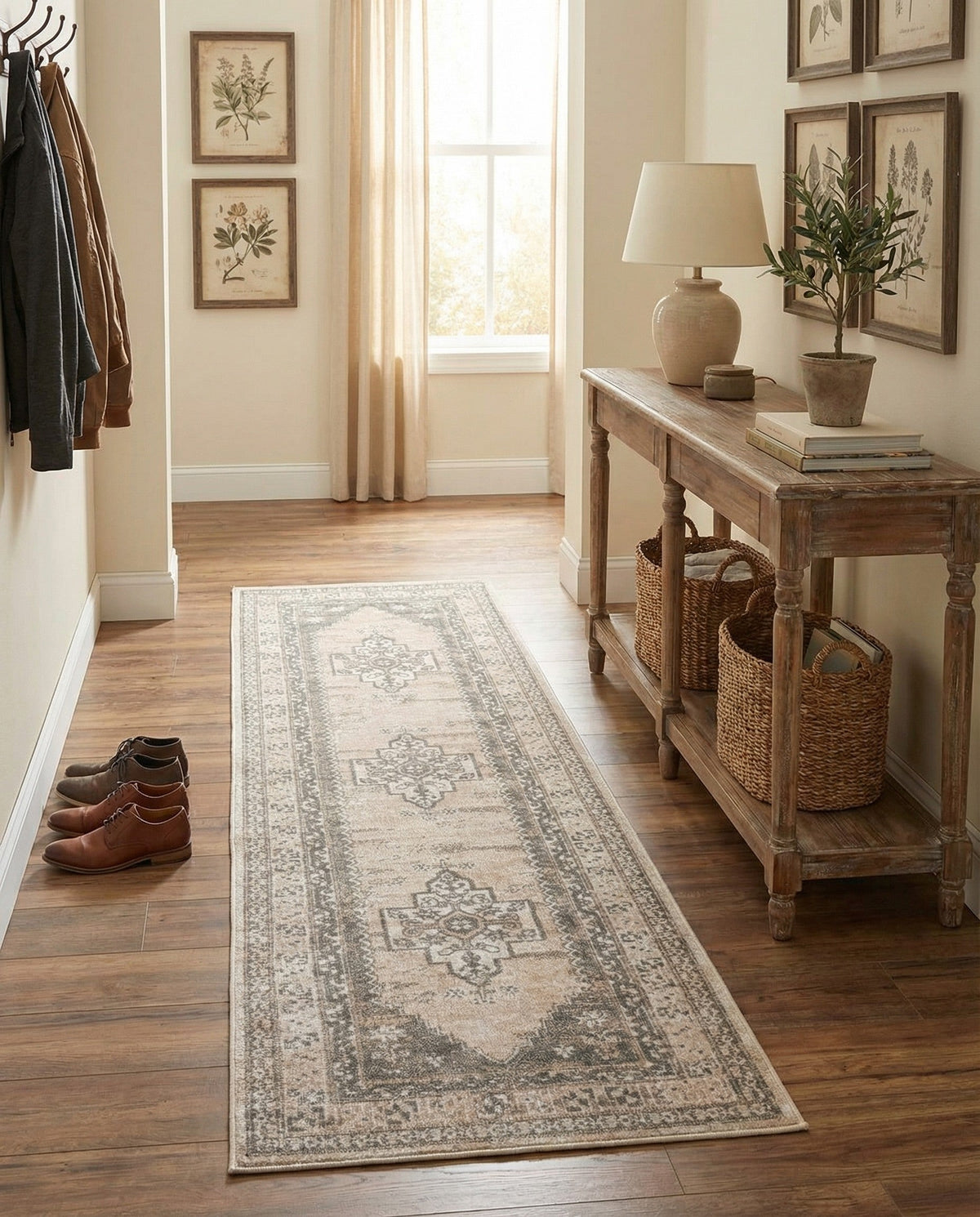 Savannah Series Collection Area Rug -  Augusta (Mink) Runner Mink  lifestyle 111